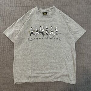Vtg 90s Franz Kafka Art Praha‎ Jogging Tshirt Men Large Gray Fun Explosive Beers
